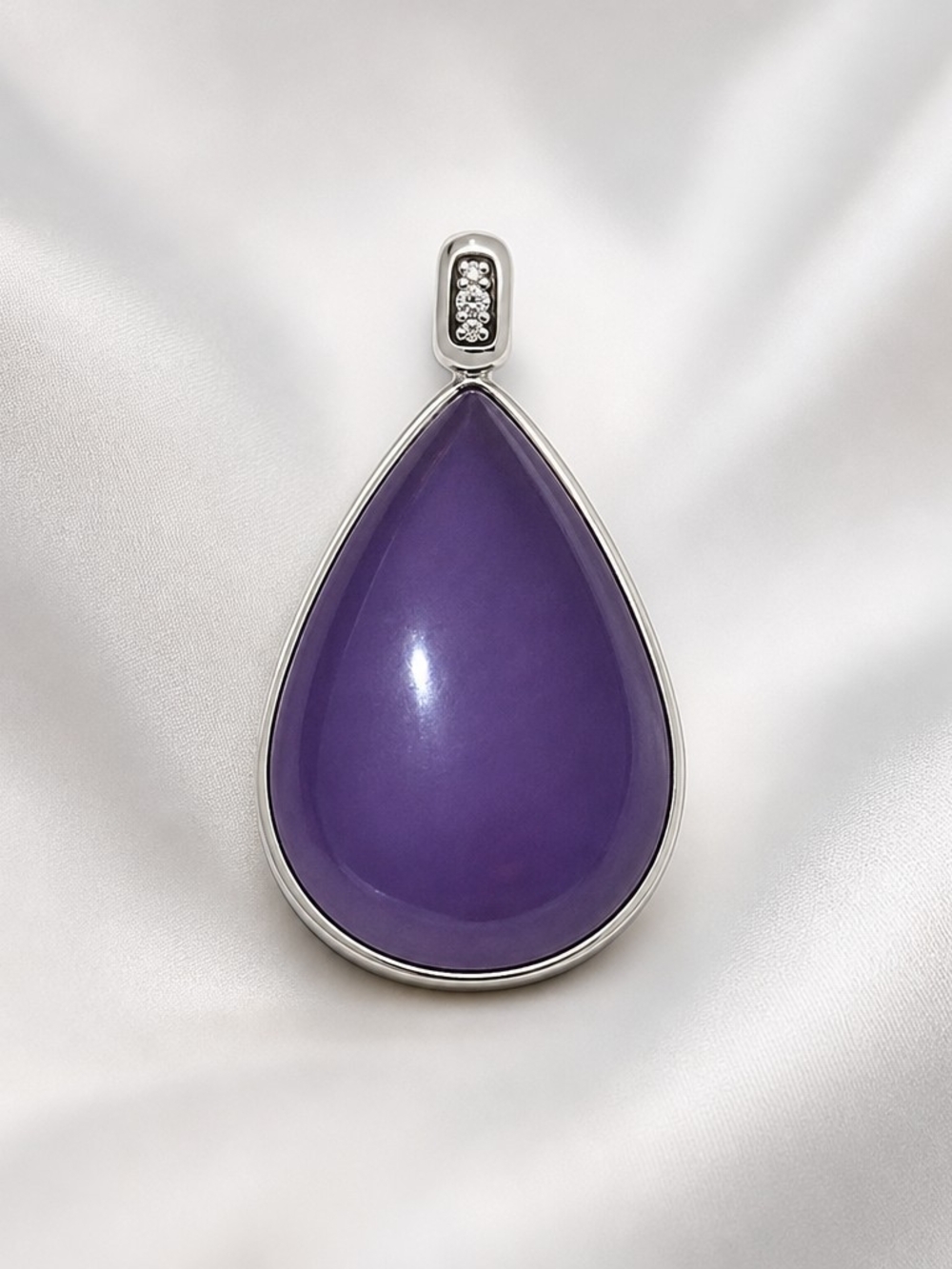 Sterling Silver Teardrop Purple  Tiffany Stone Pendant